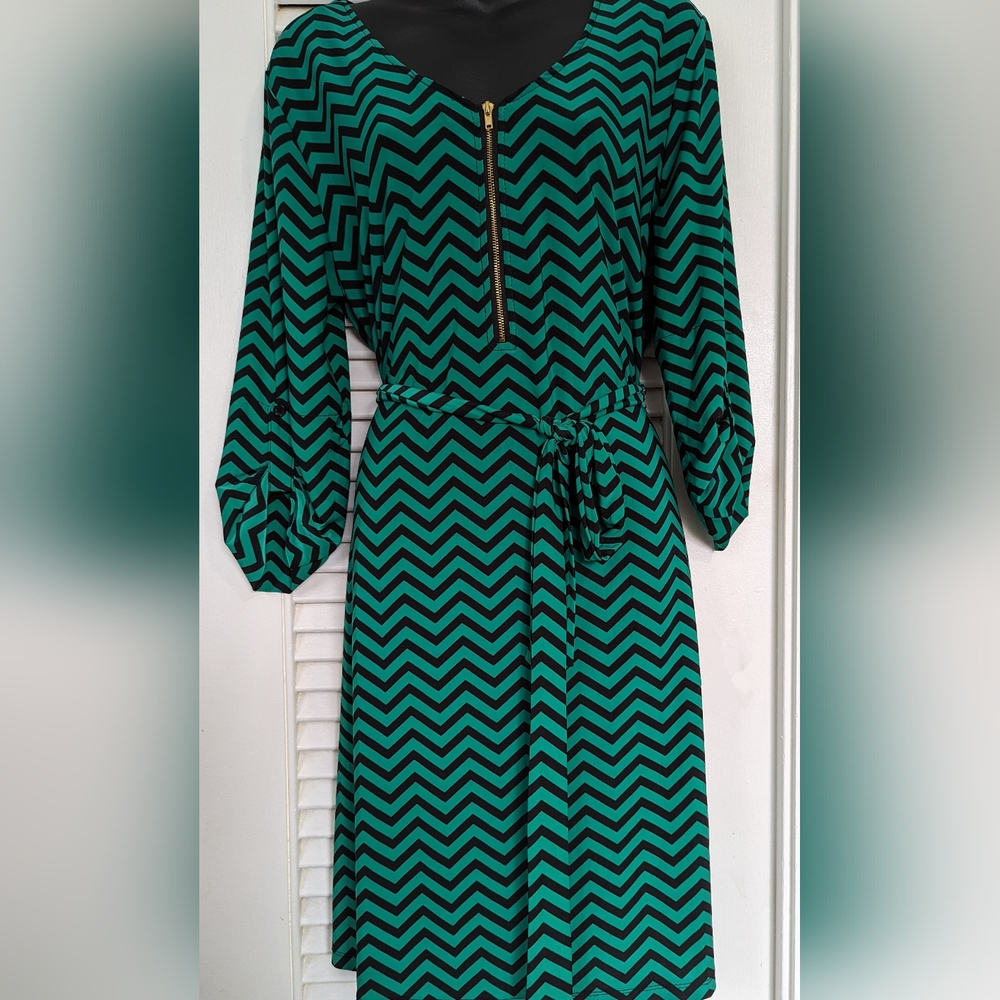 Green and black dress